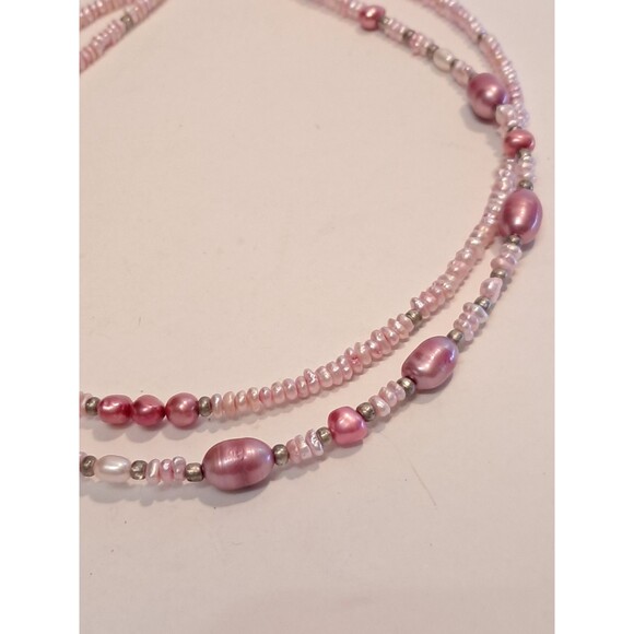 Peyote Bird Free Pink Tones Freshwater Pearls Beaded 2 Strand Necklace 16" NWT - Picture 3 of 6